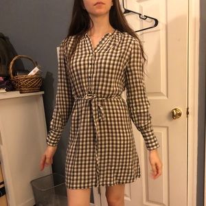 Loft XS Plaid Long Sleeve Dress